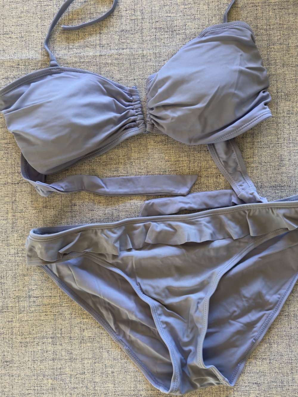 Ruffle Accent Lavender Bikini Set - Women's Two-Piece Swimwear